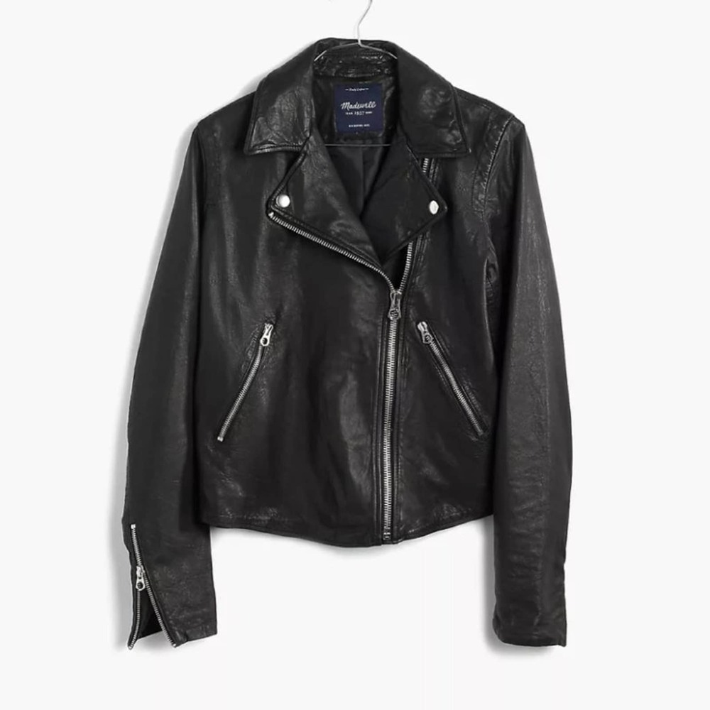 NEW Madewell Washed Leather Motorcycle Jacket